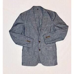 J Crew Ludlow Blazer Jacket Men 36R Slim Heather Blue Somelos Linen Unstructured